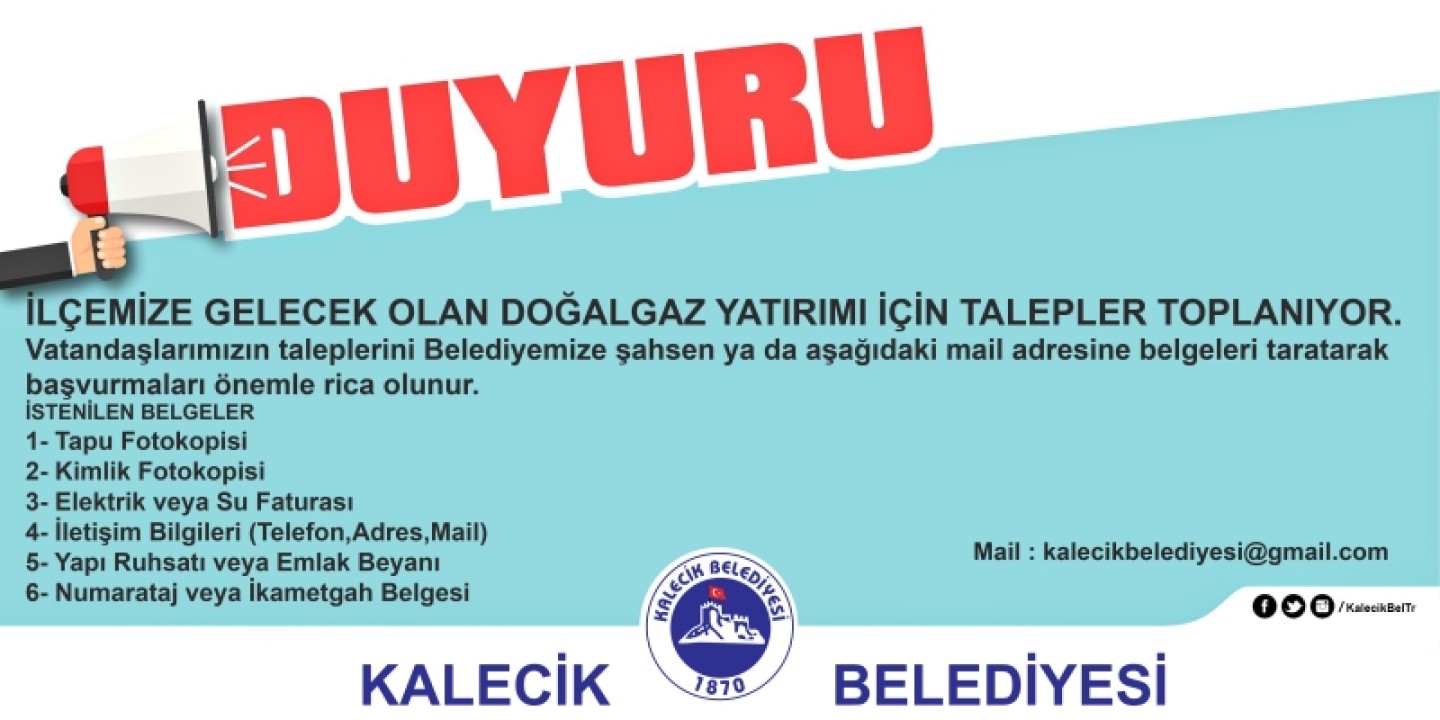 İLÇEMİZE GELECEK OLAN DOĞALGAZ YATIRIMI İÇİN TALEPLER TOPLANIYOR.